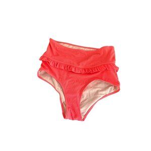Womens Kortni Jeans Ruffle High Waisted Swim Bottoms Small
